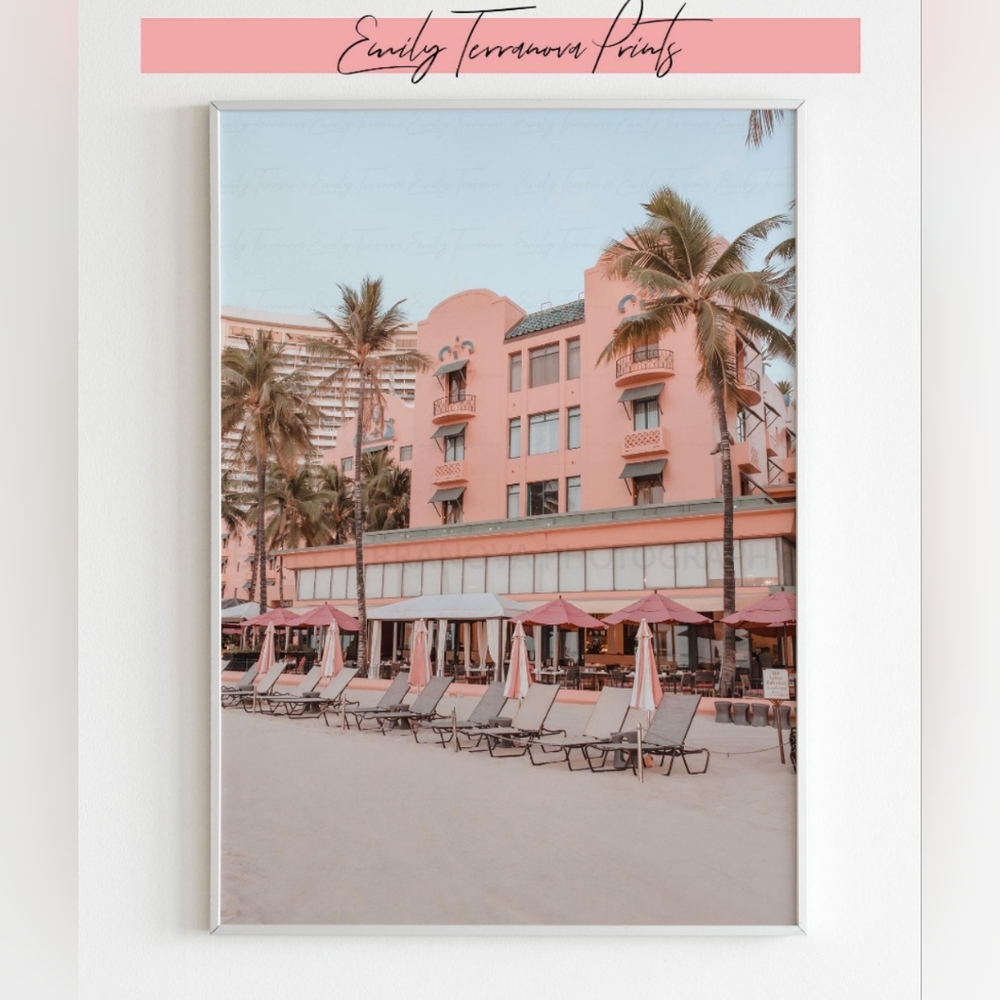 Pink Hawaii Hotel | 8x12 Unframed Photography Print || beach wall art home decor